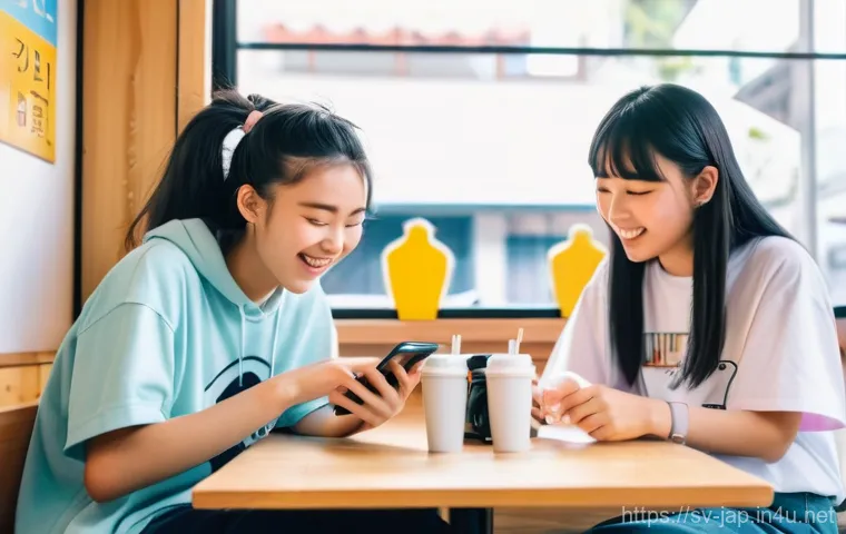 일본어 비속어 및 은어 - Image Prompt 1: Social Media Slang and Youthful Connection**