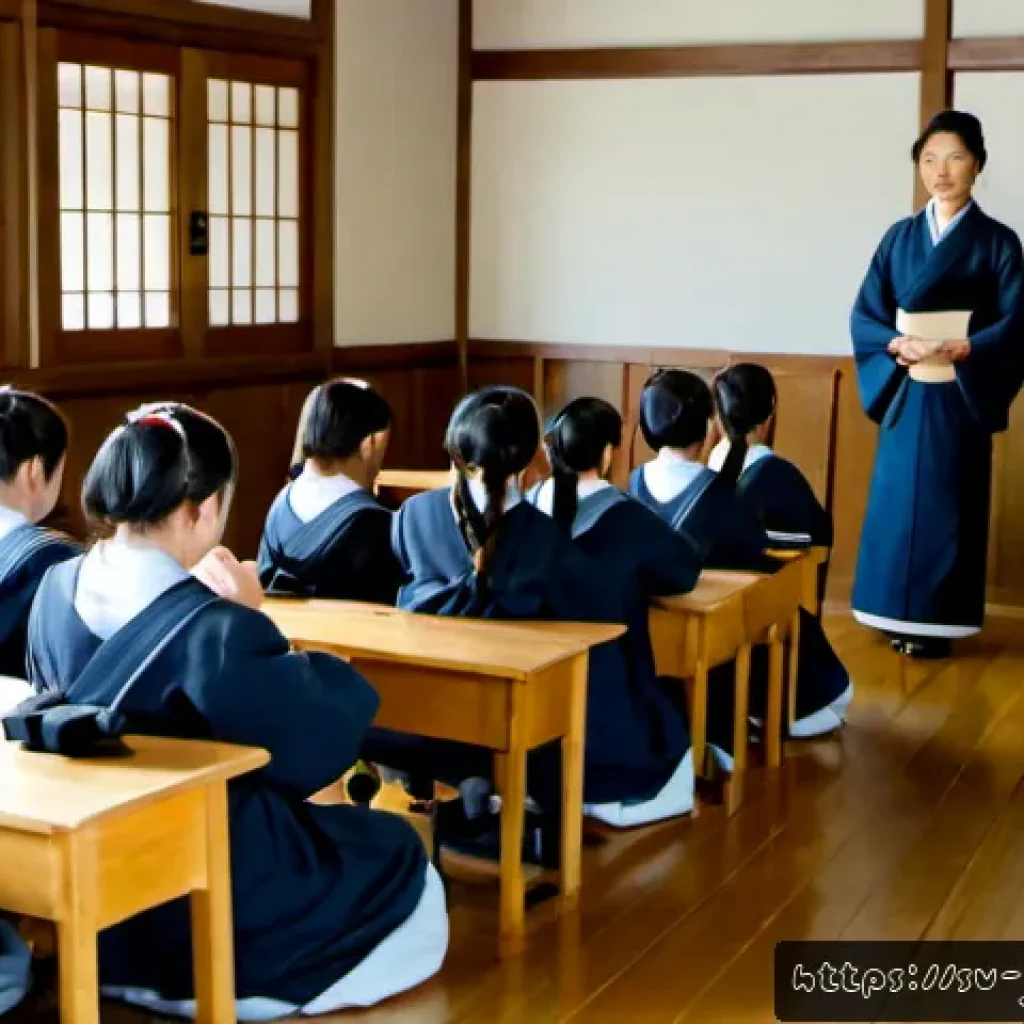 메이지 시대 일본어 개혁 - Photorealistic late-19th-century Japanese classroom during the Meiji era language reform, a Japanese...